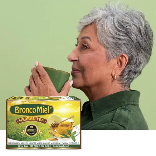 Vista 4 de BRONCOMIEL Bolsas de té - Té de hierbas de miel para tos y dolor - Té de eucalipto, jengibre y limón - Sabor dulce a miel - Fácil de preparar