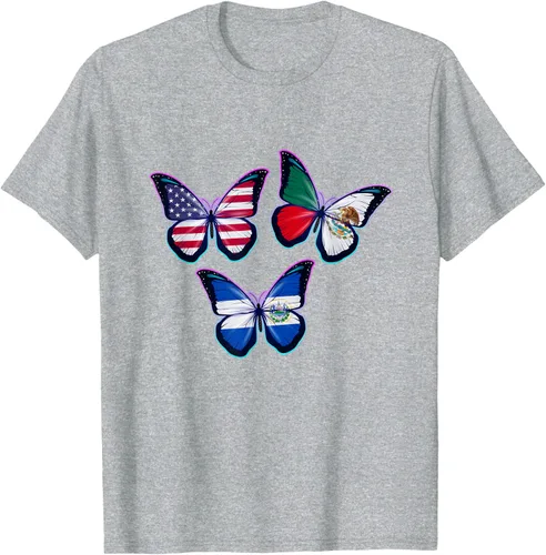 Vista 53 de Multiculti Heritage. Camiseta El Salvador México y Estados Unidos