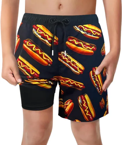 Vista 24 de Trajes de Baño para Niños con Forro de Compresión Cómodos Shorts de Natación Anti-Rozaduras Elásticos UPF Secado Rápido Talla 3T-20 Estrellas Águila