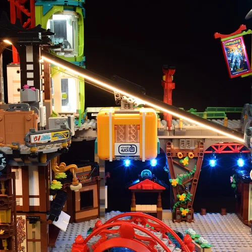 Vista 5 de LightGo Kit de iluminación LED diseñado para Ninja 71799 compatible con Lego NINJAGO City Markets Building Set, no incluye modelo (versión remota)