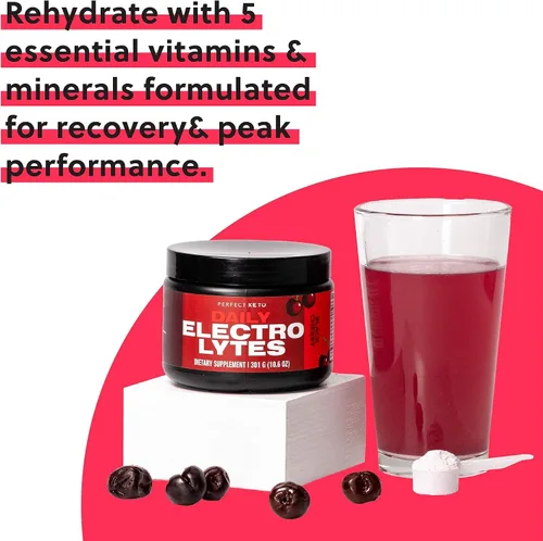 Vista 4 de Perfect Keto Polvo de hidratación de electrolitos Apoya la hidratación, la recuperación y el sistema inmunológico saludable Sin azúcar, bajo
