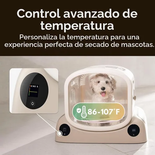 Vista 5 de PetSnowy Caja secadora para mascotas, diseño modular seguro, gran espacio de 80 litros, control inteligente de temperatura y aplicación, flujo