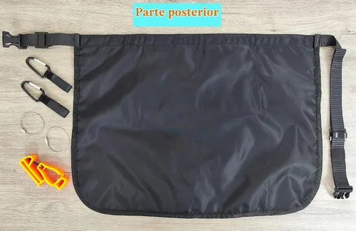 Vista 9 de Bafelia Delantal de limpieza impermeable con 7 bolsillos, suministros de limpieza para el hogar, delantal de criada ligero y duradero Negro