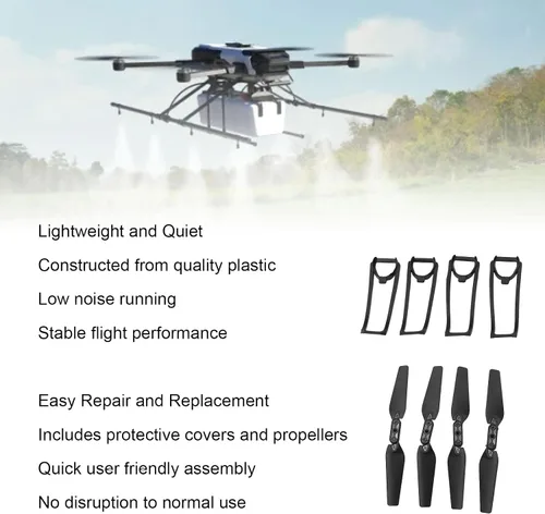 Vista 3 de Bewinner Kit de piezas de repuesto para drones E88 / E99 / K3 / E100 4 hélices y 4 cubiertas protectoras, plástico ligero, compatibilidad