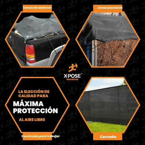 Vista 2 de Xpose Safety Lona de malla resistente, 4 x 10 pies, cubierta protectora negra multiusos con flujo de aire, uso para amarres, sombra, vallas, toldos