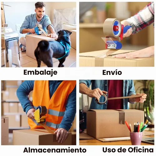 Vista 7 de ADHES - Cinta de embalaje marrón con dispensador, 2.6 mil, 1.88 pulgadas x