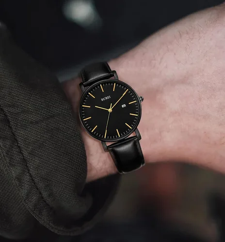 Vista 6 de BUREI - Reloj de pulsera analógico para hombre con fecha, extensible de malla de acero inoxidable