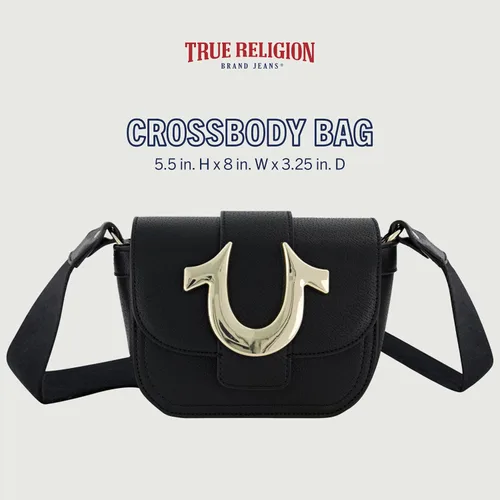 Vista 2 de True Religion Women's Crossbody Bag, Mini Flap Adjustable Shoulder Handbag with Horseshoe Logo