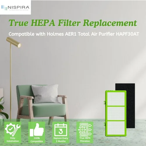Vista 3 de Nispira AER1 HAPF300AHD - Filtros de eliminación de alérgenos para purificador de aire Holmes HAPF300AH-U4R HAPF30AT HAP242-NUC, 4 HEPA 4 Carbon