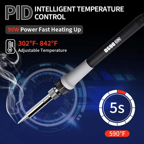 Vista 5 de TOAUTO DS90 - Kit de estación de soldadura con pantalla digital dual °F y °C, soldador de 90 W, temperatura de 302 ℉ a 842 ℉, diseño antiestático