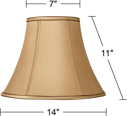 Vista 4 de Pantalla de lámpara de campana grande marrón y marrón de 7 pulgadas superior x 14 pulgadas inferior x 11 pulgadas de alto (araña) de repuesto