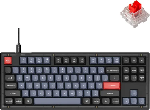 Vista 9 de Keychron V3 Teclado mecánico personalizado con cable, TKL Tenkeyless QMK/VIA macro programable con interruptor Keychron K Pro Brown intercambiable