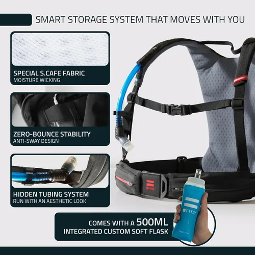 Vista 4 de FITLY Minimalist Running Pack - Running Backpack Phone Holder, Storage, Thoracic Belt - Carry Personal Items - Running Gear for Men & Women