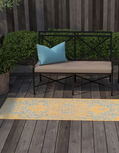 Vista 50 de Unique Loom Jill Zarin Jill Zarin Outdoor Collection - Alfombra Dubái (3 pies 3 pulgadas, redonda, rosa y aguamarina/azul claro)