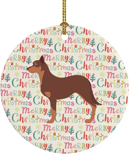 Vista 68 de Caroline's Treasures Affenpinscher - Adorno de cerámica con texto en inglés "Merry Christmas", multicolor para colgar en el árbol de Navidad