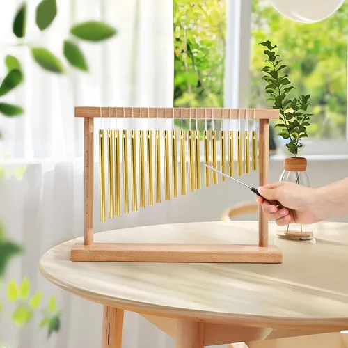 Vista 5 de 20-NOTE - Campanilla de viento de una hilera, instrumento de percusión musical de 20 barras con mazo para decoración de aula, oficina, regalo