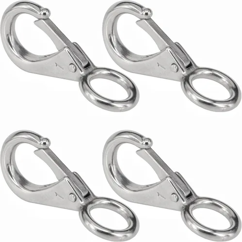 Vista 9 de Stainless Steel 316 Spring Snap Hook – Fixed Eye Clip for Boat, Flag Pole, Keychain, Car Keys Rustproof Snap Shackle with High-Strength Locking