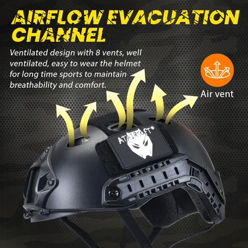Vista 4 de Casco táctico rápido para paintball y airsoft tipo PJ Negro