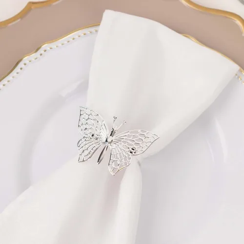 Vista 20 de Efavormart - Servilleteros de lino con hojas ornamentadas de oro metálico, paquete de 4