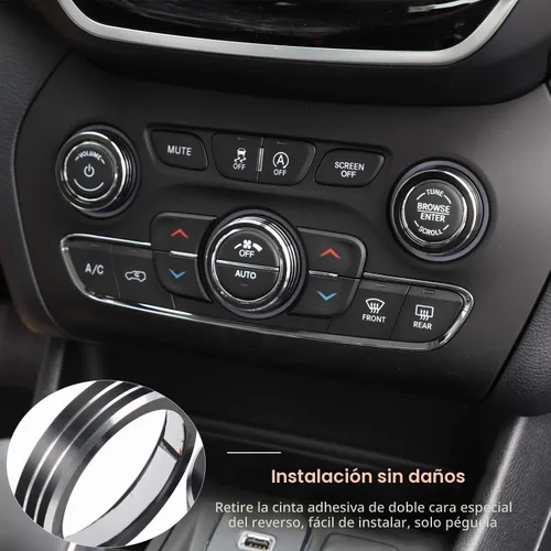 Vista 5 de CheroCar Pomos de radio CA - Cubierta de botón para Jeep Cherokee 2014-2020, para Jeep Grand Cherokee 2014-2020, para Dodge Durango 2014-2015 Negro