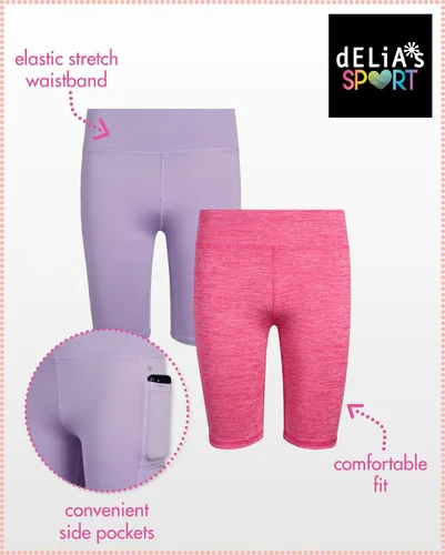 Vista 2 de Pantalones cortos de ciclismo para niñas, paquete de 4 pantalones cortos de compresión atlética de cintura alta para niñas, para baile, yoga