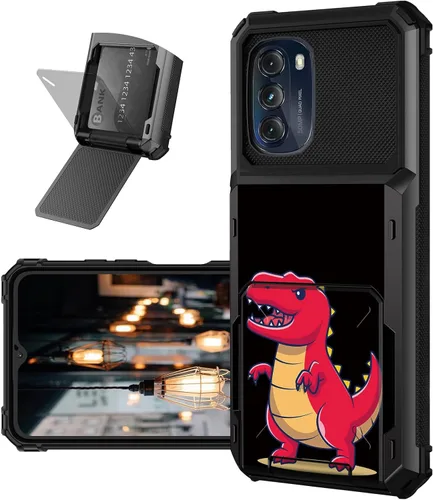 Vista 25 de Funda tipo cartera para Moto G 5G 2022 con ranura para tarjetero, cubierta abatible híbrida de doble capa, resistente, a prueba de golpes, funda