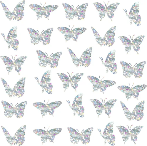 Vista 7 de Calcomanías estáticas de mariposa para ventanas para golpes de pájaros, juego de 20 Window Anti Collision, Stop Birds from Hitting Windows, Glass
