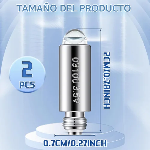 Vista 2 de Funtery 2 bombillas halógenas de repuesto compatibles con Welch Allyn, lámpara de 3.5 V tipo 03100-u para otoscopio Lámpara de repuesto compatible