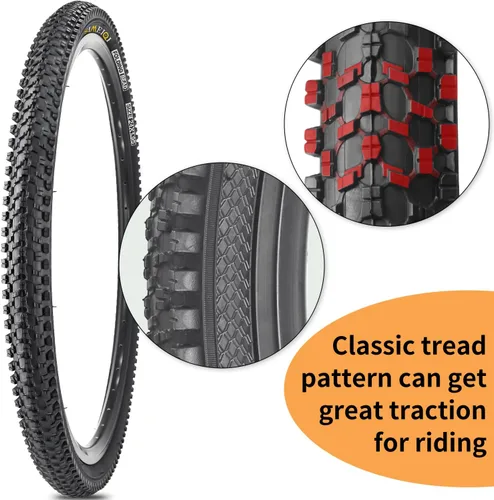 Vista 4 de 24 X 1.95 Inch Folding Bike Tires with 3mm Anti Puncture Proof Protection for Mountain Bicycles