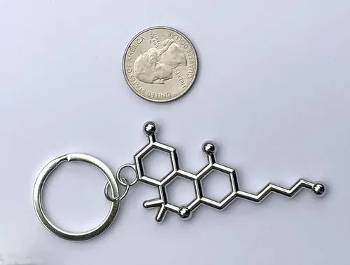 Vista 4 de THC Molecule Llavero de marihuana, Metal