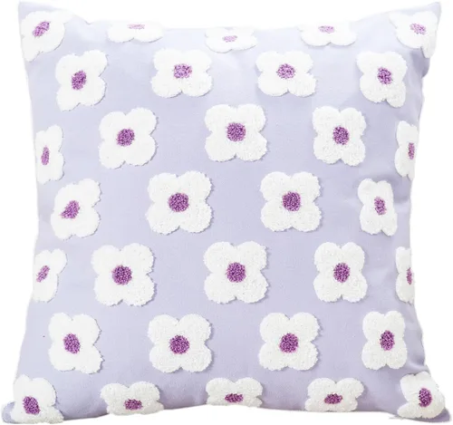 Vista 14 de DECOBIRD Funda de almohada bordada de 18 x 18 pulgadas, diseño floral beige, decoración del hogar, funda de almohada bordada de lona de algodón
