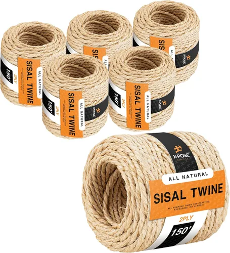 Vista 10 de Cuerda de sisal – Cuerda de fibra natural fina de 1 capa en el carrete – para poste rascador de gatos, piezas de repuesto de árbol de gato, juguete