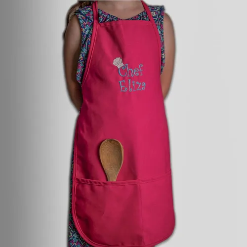 Vista 5 de Elaborado en EE.UU. Delantal de chef, cualquier nombre bordado, personalizado, premium para niños, niñas y niños, divertido en la cocina, regalo