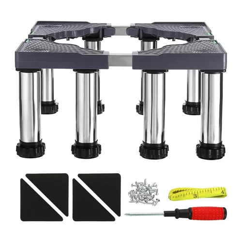 Vista 8 de PATIKIL Mini soporte para nevera, 8 pies fuertes, base de soporte de lavandería, bandeja de base ajustable multifuncional, antivibración