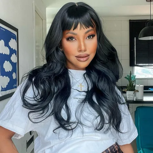Vista 9 de Pelucas de cabello humano corto rizado Bob peluca para mujeres negras, sin encaje, peluca rizada grande con flequillo, corte pixie, pelucas Negro