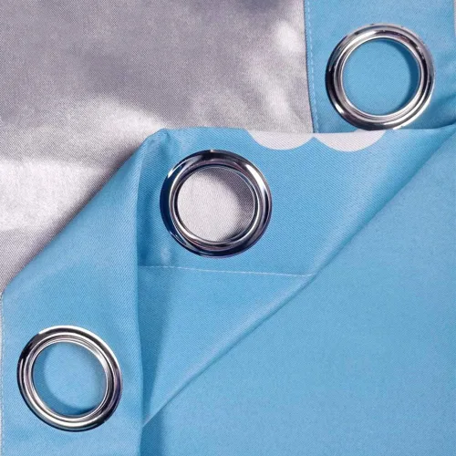 Vista 5 de 1 panel de cortinas opacas blancas y azules para niños