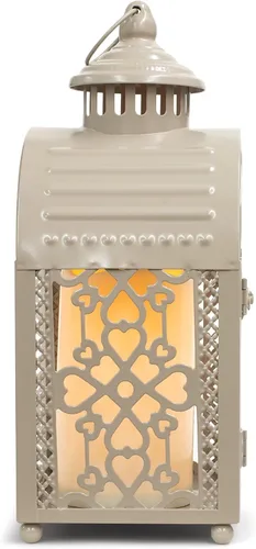 Vista 3 de Elanze Designs This is My Happy Place - Farol de metal gris para velas (11 pulgadas)