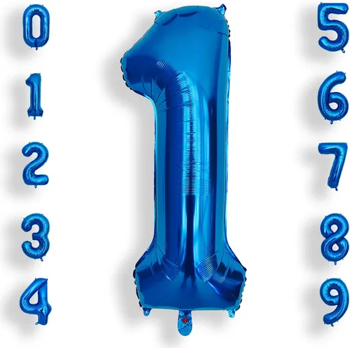 Vista 8 de AULE Globos grandes de 40 pulgadas con números 0 azules, globos grandes de números de aluminio, decoraciones de fiesta de cumpleaños de helio