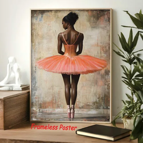Vista 2 de Arte de pared afroamericano, pintura de mujeres negras, póster de bailarina africana para habitación de niña, imágenes abstractas de danza