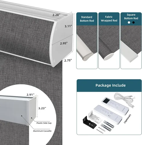 Vista 9 de Persiana Enrollable Motorizada, 100% Persianas Eléctricas con Motor Homekit, Funciona con Alexa, Google Home, Control Remoto, Persianas Eléctricas