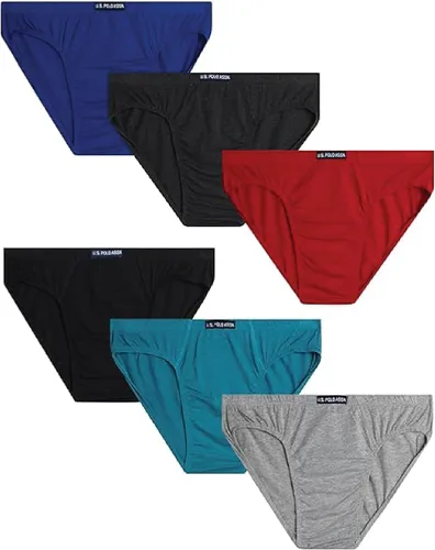 Vista 9 de U.S. POLO ASSN. Calzoncillos de bikini para hombre, paquete de 6 unidades Cuerda negra