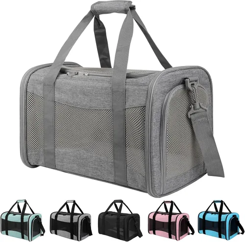Vista 13 de Transportadores de mascotas de lados suaves para gatos, perros de menos de 15 libras, aprobado por la TSA aerolínea con 4 ventanas ventiladas
