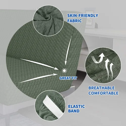 Vista 3 de MAXIJIN Funda de Futón Jacquard Elástica Funda para Sofá sin Brazos Funda Suave para Futón con Parte Inferior Elástica Fundas Protectoras Gruesas