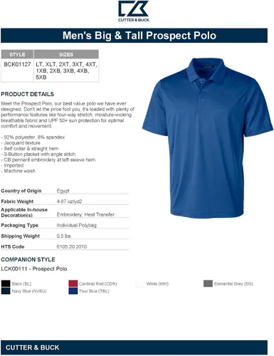 Vista 3 de Cutter & Buck Polo elástico texturizado para hombre Big & Tall Prospect