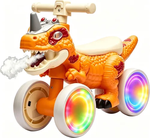 Vista 8 de Bicicleta de equilibrio de dinosaurio para niños pequeños, juguete Azul