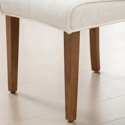 Vista 7 de chairus Juego de 4 sillas de comedor de granja, cómodas sillas de cocina tapizadas de tela de lino, sillas de comedor de madera marrón nogal