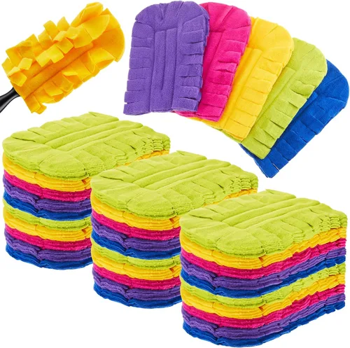 Vista 9 de Zubebe 3 piezas de repuesto de plumero de forro polar reutilizables, plumeros planos de plumas, almohadillas de limpieza lavables para múltiples