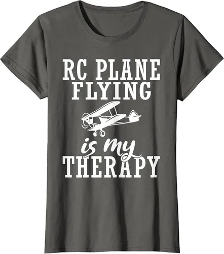 Vista 28 de RC Plane Flying is My Therapy RC Plane T-Shirt Asphalt Grey