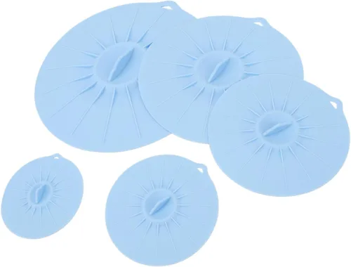Vista 8 de Paquete de 5 tapas de silicona para tazón, cubierta de silicona para microondas, con 5 tamaños, tapas térmicas reutilizables para tazas, cuencos
