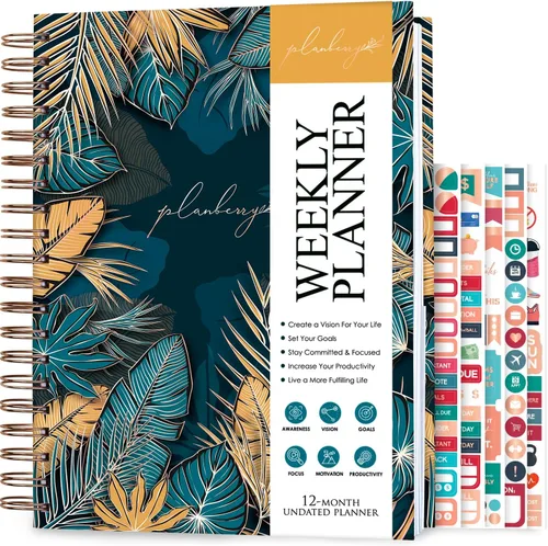 Vista 9 de PLANBERRY Agenda semanal grande prémium – Planificador de vida y presupuesto sin fecha – Organizador y diario de productividad, 8 x 10.4 pulgadas